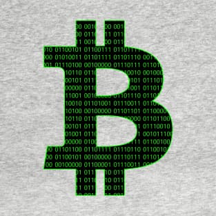 Bitcoin symbol BTC binary green computer code T-Shirt